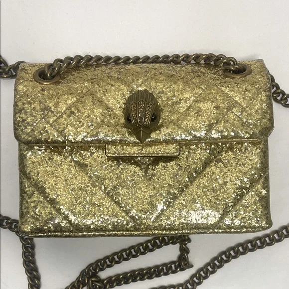 Kurt Geiger LIMITED EDITION- Gold Sparkle Mini Kensington 2-Way Bag EUC - Picture 5 of 17